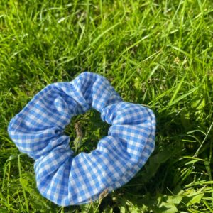 Blue Gingham Scrunchie