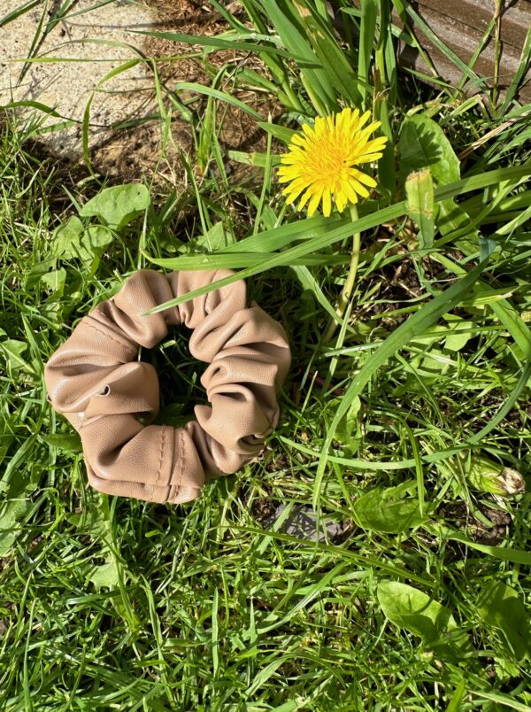 Tan Faux Leather Scrunchie